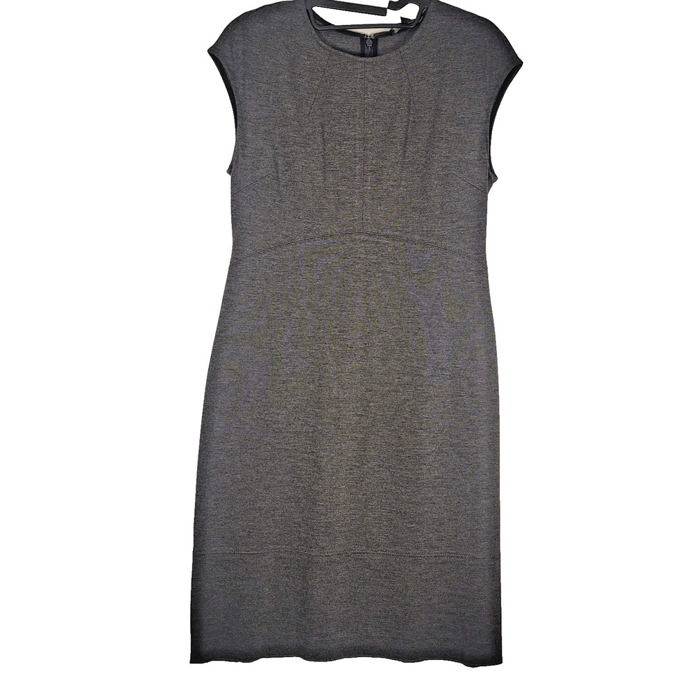 Banana Republic Dress Womens Petite 2 Gray Sheath Cap Sleeve Back Zip Stretch